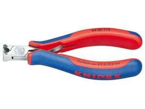 Čelní štípací kleště pro elektroniku 115 mm KNIPEX 64 02 115 - leštěná hlava, vícesložkové návleky