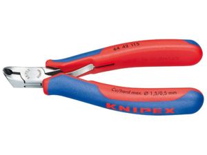 Čelní štípací kleště pro elektroniku 115 mm KNIPEX 64 42 115 - leštěná hlava, vícesložkové návleky