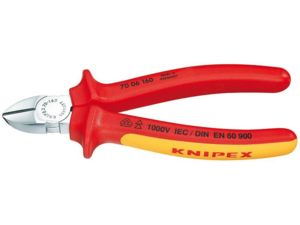 Boční štípací kleště 140 mm - 1000V. KNIPEX 70 06 140 - chromováno, vícesložkové návleky VDE