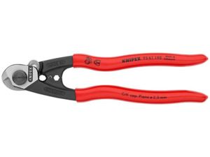Nůžky na dráty a drátěná lana 190 mm KNIPEX 95 61 190 - leštěná hlava, plastové návleky