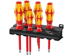 Wera 006145 Elektrikářské šroubováky Kraftform Plus VDE řada 100 typ 160 i/6 (Sada 6 dílů + stojánek)
