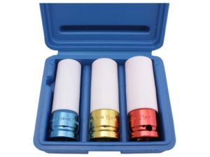Nástrčné hlavice 1/2" 17 ÷ 21 mm BGS107200, prodloužené pro Al kola. Sada 3 ks
