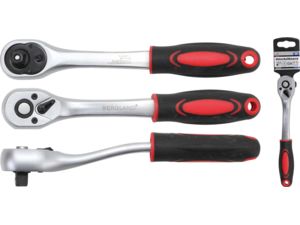 Přepínací ráčna Kraftmann 3/8" BGS100518 s vyhazovákem, vyhnutá