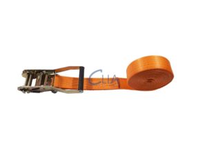 Upínací jednodílný pás CLIA s ráčnou 50 mm x 8 m. Oranžový, do 5 t EN 12195-2