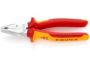Silové kombinované kleště 180 mm - VDE 1000V. KNIPEX 02 06 180 - chromováno, vícesložkové návleky