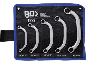 Oboustranné očkové klíče 1/4 ÷ 7/8" BGS101222 palcové, C-forma, dvanáctihran. Sada 5 dílů