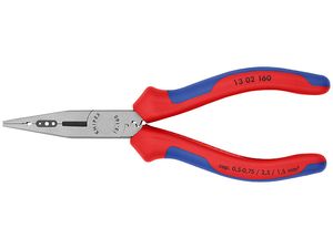 Elektrikářské kleště 160 mm pro uchopení, odizolování a stříhání - KNIPEX 13 02 160 - leštěná hlava, vícesložkové návleky