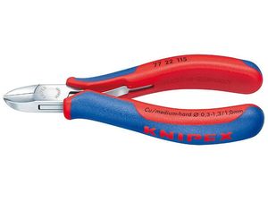 Boční štípací kleště pro elektroniku 130 mm KNIPEX 77 22 130 - leštěná hlava, vícesložkové návleky