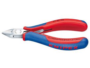 Boční štípací kleště pro elektroniku 130 mm KNIPEX 77 42 130 - leštěná hlava, vícesložkové návleky