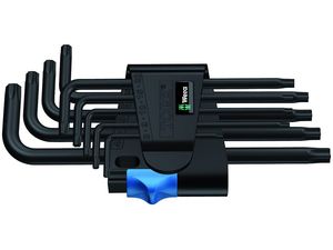 Wera 024244 Zástrčné klíče Torx 967/9 TX HF 1 s přidržovací funkcí, BlackLaser (Sada 9 dílů)