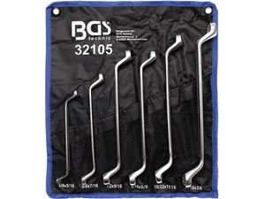 Oboustranné očkové klíče 1/4 ÷ 7/8" BGS1032105 palcové, vyhnnuté. Sada 6 dílů v tašce