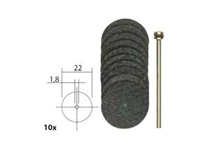 Řezací kotoučky Proxxon 22 mm. S tkaninovou vazbou + trn - 10 ks