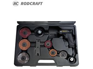 Pneumatická pistolová mini bruska 75 mm RodCraft RC7681K. Sada v kufru