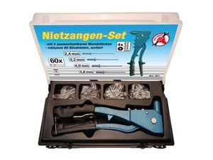 Nýtovací kleště Kraftmann 250 mm BGS100401, 2,4 ÷ 4,8 mm. Sada v kazetě