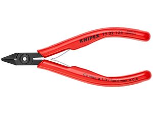 Boční štípací kleště pro elektroniku 125 mm KNIPEX 75 02 125 - leštěná hlava, vícesložkové návleky