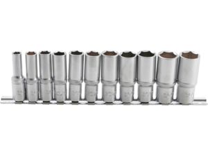 Nástrčné hlavice 3/8" 8 ÷ 19 mm BGS102222, prodloužené, Pro Torque. Sada 11 ks na kolejnici