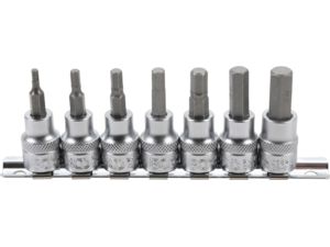 Zástrčné hlavice 3/8“ 6hranné 3 ÷ 10 mm BGS105107 Sada 7 dílů na kolejnici