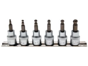 Zástrčné hlavice 3/8" 6hran s koulí 3 ÷ 8 mm BGS105109 Sada 6 dílů na kolejnici