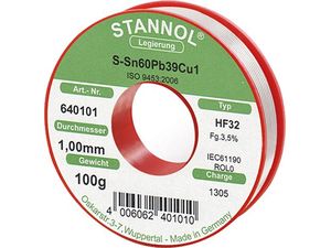 Pájecí drát na elektronické moduly 640101 100g průměr 1mm Stannol