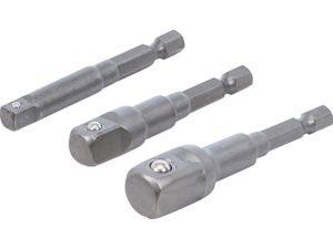Adaptéry šestihran 1/4" na čtyřhran 1/4" - 3/8" - 1/2" BGS109685 Sada 3 díly