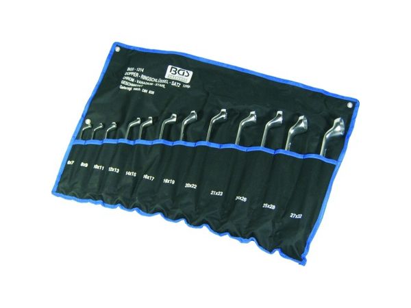 Oboustranné očkové klíče 6 ÷ 32 mm BGS101214, vyhnuté. DIN 838. Sada 12 v tašce