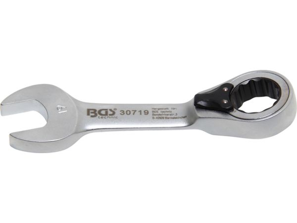 Očkoplochý klíč 19 mm s ráčnou BGS1030719, extra krátký