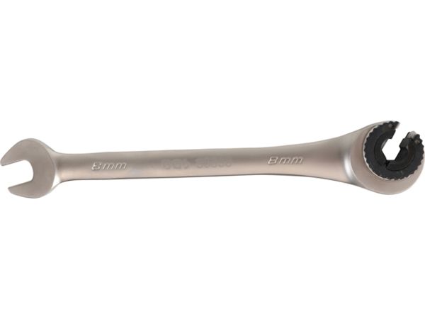 Otevřený očkoplochý klíč 8 mm s ráčnou BGS1030838 pro převlečné matice