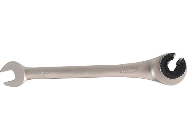 Otevřený očkoplochý klíč 9 mm s ráčnou BGS1030839 pro převlečné matice