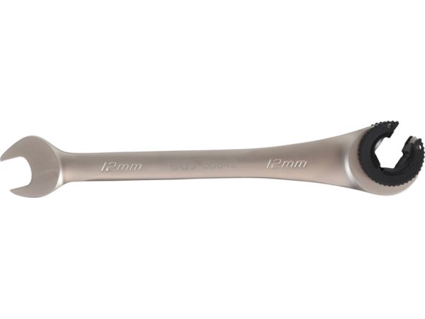 Otevřený očkoplochý klíč 12 mm s ráčnou BGS1030842 pro převlečné matice