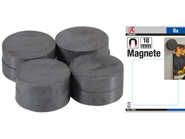 Magnety pr. 18 mm Kraftmann BGS1079903 keramika. Sada 8 dílů