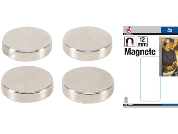 Magnety pr. 12 mm Kraftmann BGS1079909 extra silné. Sada 4 dílů
