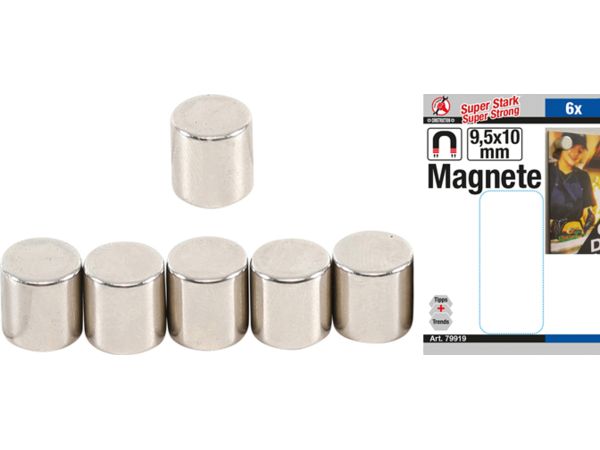 Magnety pr. 9,5 mm Kraftmann BGS1079919 extra silné. Sada 6 dílů