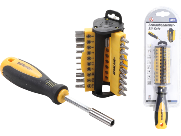 Bity 1/4" Kraftmann PL, PH, PZ, Torx, Inbus BGS1035820 se šroubovací rukojetí. Sada 31 ks