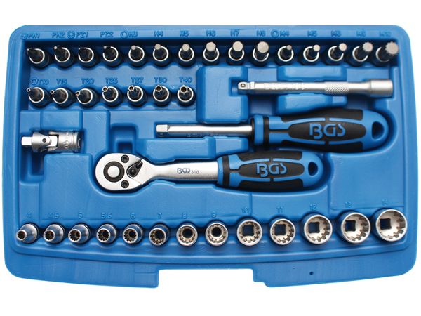 Gola sada 1/4" (4 ÷ 14 mm) BGS102151 univerzální profil Gear Lock. 39 dílů