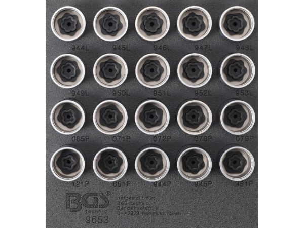 Nářaďový modul 1/6 - BGS109653 Zástrčné hlavice 19 mm pro bezpečnostní šrouby pro Volvo Sada 20 dílů
