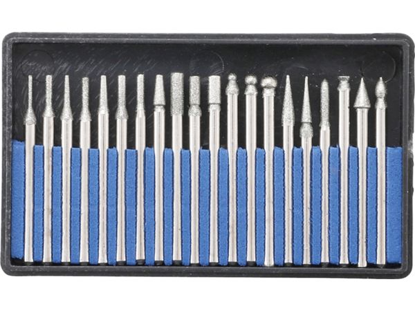 Diamantová brusná tělíska, dřík 3 mm BGS101607. Sada 20 dílů