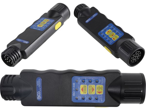 Elektrická zkoušečka BGS 2175, zásuvky a zástrčky přívěsného vozíku. 13 pólů