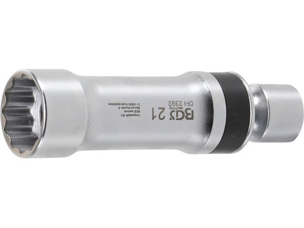 Kloubová nástrčná hlavice 3/8" 12hranná 21 mm BGS102392 na zapalovací svíčky, s přídržnou pružinou