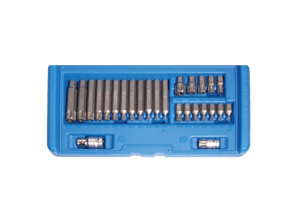 Bity 3/8" T-profil (Torx) s vrtáním T10 ÷ T70 BGS105022 Sada 26 dílů