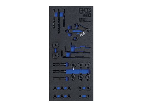 Nářaďový modul 1/3 - BGS106682 Nářadí s vrtacími šablonami pro hlavu válce. Sada 28 dílů