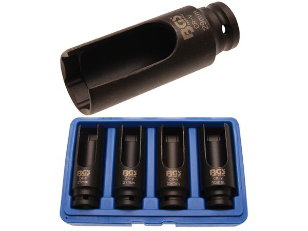 Nástrčné hlavice 1/2" šestihran 25 ÷ 30 mm BGS108351, tvrzené. Sada 4 díly pro vstřikovače