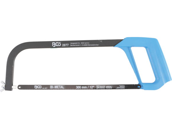 Profesionální ruční oblouková pila BGS102077 ze stabilní čtyřhranné trubky 300 mm Včetně pilového listu HSS (2 ks)