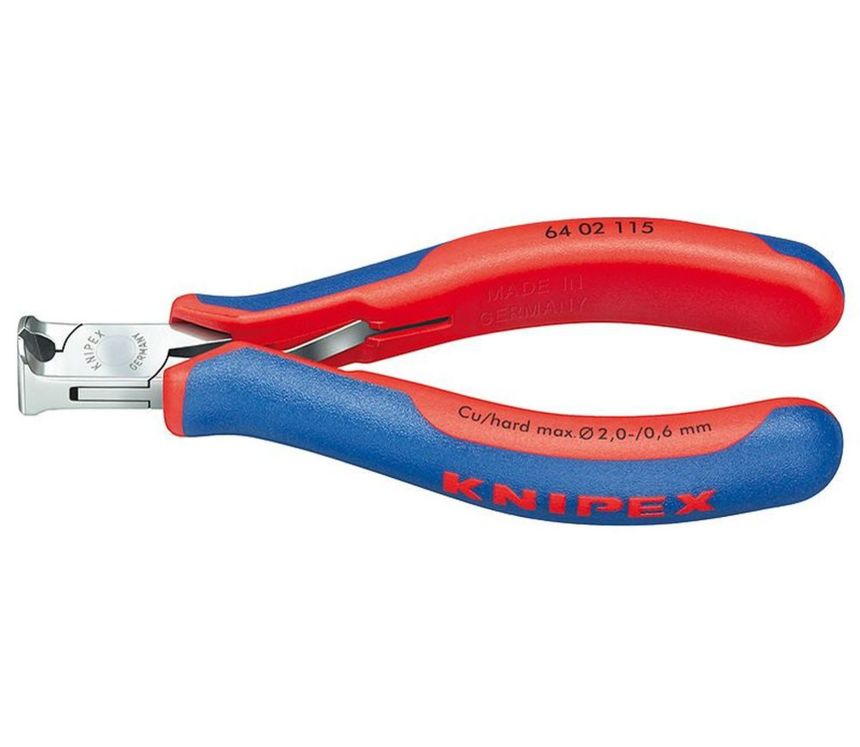 Čelní štípací kleště pro elektroniku 115 mm KNIPEX 64 02 115 - leštěná hlava, vícesložkové návleky