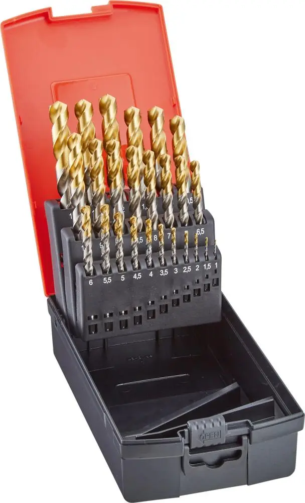 Sada spirálových vrtáků D IN338 HSS TiN-TIP 1,0 - 1 3,0 mm stoupání po 0,5 mm 25 ks FORMAT