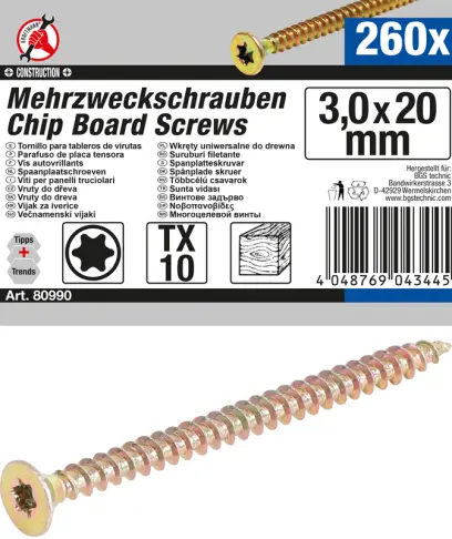 Víceúčelové šrouby T-profil (pro Torx) T10 3,0 x 2 (BGS1080990)