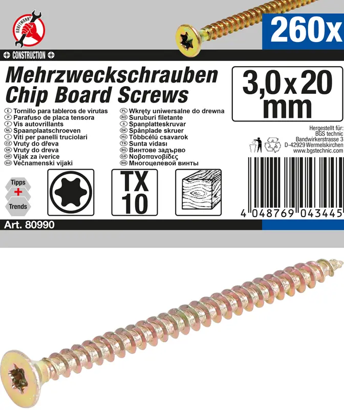 Víceúčelové šrouby T-profil (pro Torx) T10 3,0 x 2 (BGS1080990)