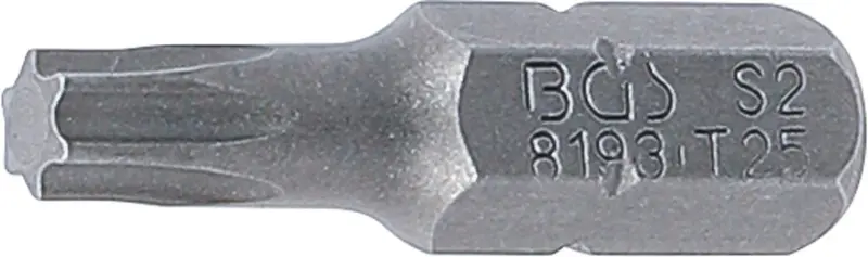 Bit  Délka 25 mm  pohon vnější šestihran 6,3 mm (1/4")  T-profil (pro Torx) T25