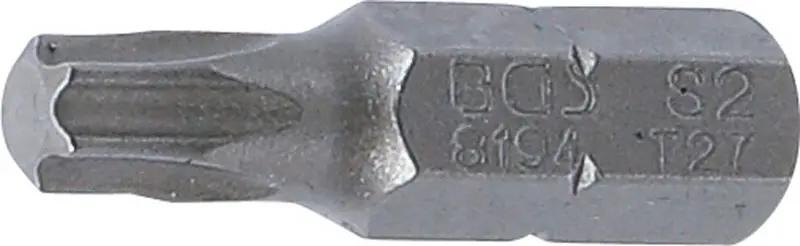 Bit  Délka 25 mm  pohon vnější šestihran 6,3 mm (1/4")  T-profil (pro Torx) T27
