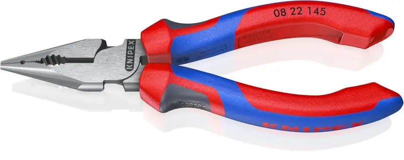 Kleště kombinované úzké ploché KNIPEX 08 22 145, 145 mm - leštěná hlava, vícesložkové návleky (K 8 22 14 5)