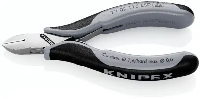 Boční štípací kleště pro elektroniku 115 mm KNIPEX 77 02 115 ESD - leštěná hlava, vícesložkové návleky (EDE53680005)